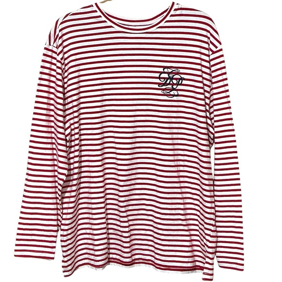 ANTHROPOLOGIE Daily Practice Cotton Long Sleeve Tee S 24” p2p Red/White $88 NWT - Picture 3 of 15